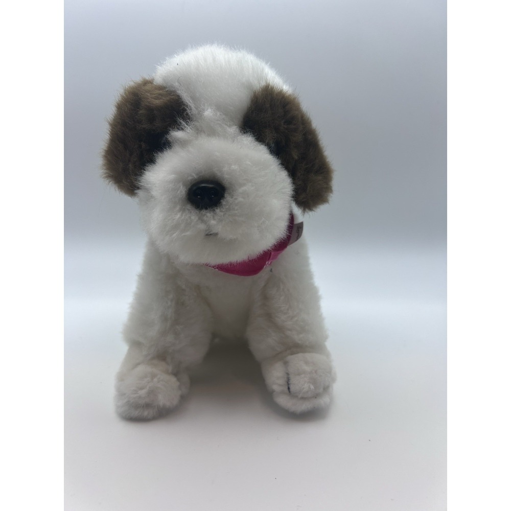 Nintendogs 2008 St. Bernard Brown & White Puppy Dog Plush 6" Pink Bandana